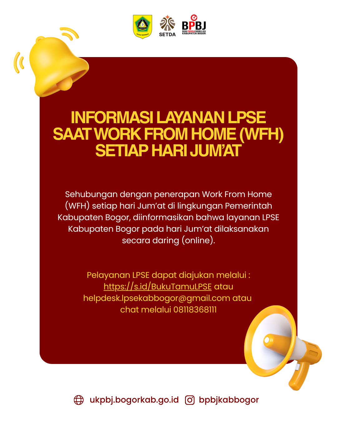 LPSE Kabupaten Bogor Terapkan Layanan Daring Setiap Hari Jumat